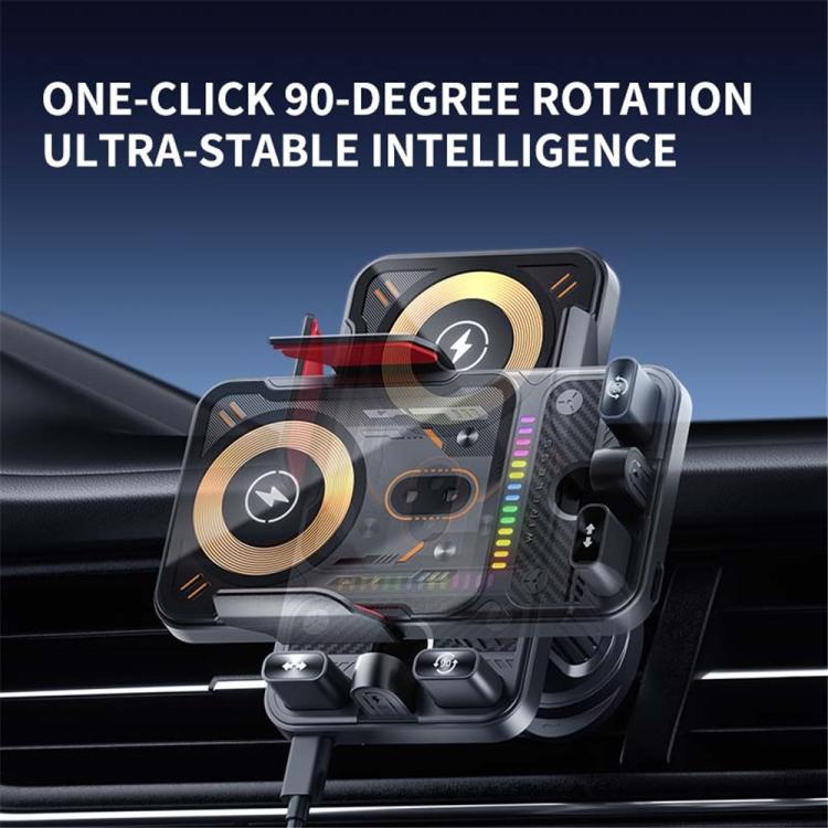 F19 15W Fast Charging Auto Clamping Magnetic Phone Holder Wireless Car Charger