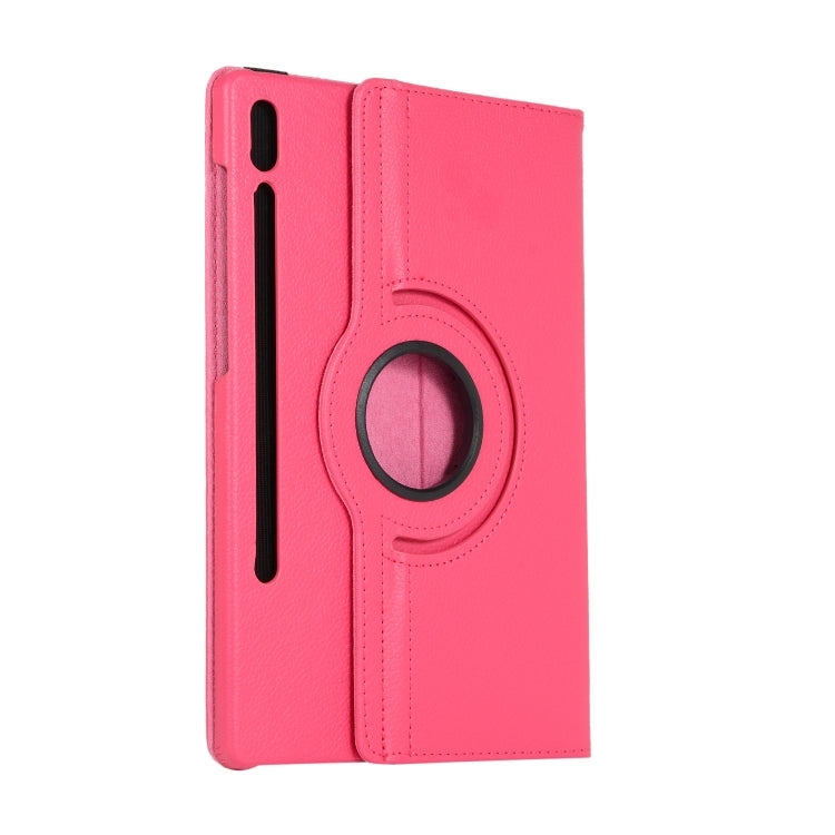 ENKAY 360 Degree Rotation Lichi Texture Leather Case with Holder for Samsung Galaxy Tab S6 10.5 T860 / T865(Rose Red)