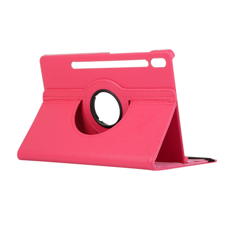 ENKAY 360 Degree Rotation Lichi Texture Leather Case with Holder for Samsung Galaxy Tab S6 10.5 T860 / T865(Rose Red)