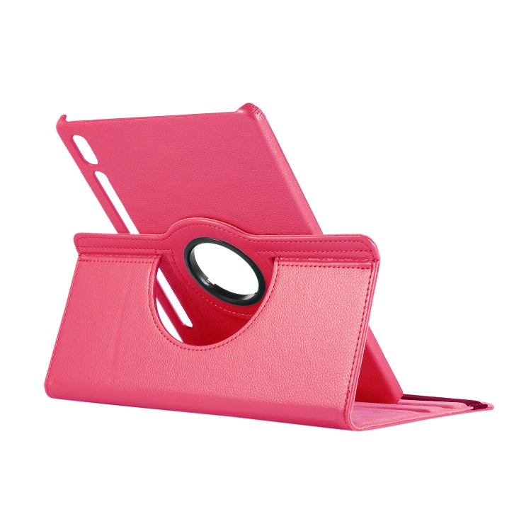 ENKAY 360 Degree Rotation Lichi Texture Leather Case with Holder for Samsung Galaxy Tab S6 10.5 T860 / T865(Rose Red)