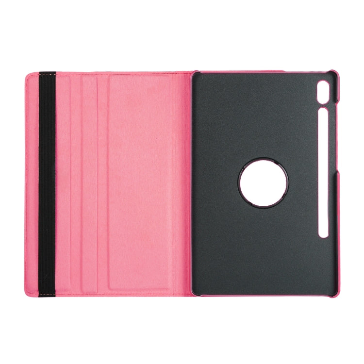 ENKAY 360 Degree Rotation Lichi Texture Leather Case with Holder for Samsung Galaxy Tab S6 10.5 T860 / T865(Rose Red)