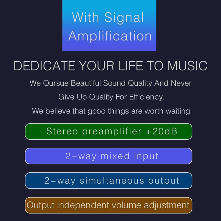 B015 Front Stereo Signal Amplifier Booster Headphones Speaker Amplifier Headset Dual-Audio Source, B015