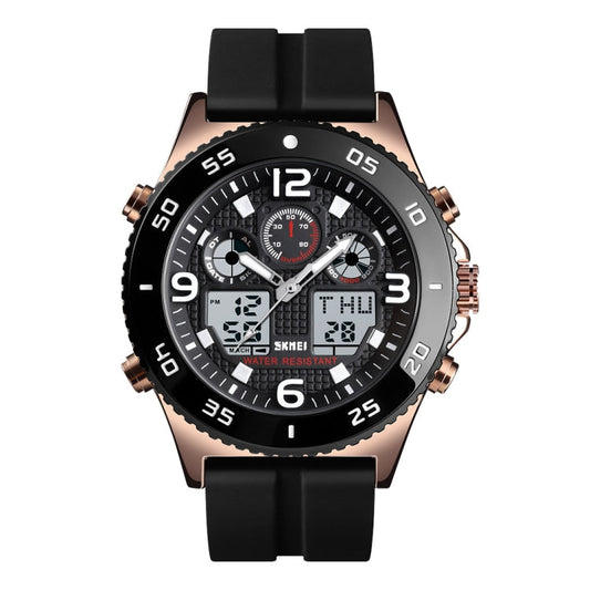 SKMEI 1538 Multi-Function Time Large Dial Steel Belt Men  Casual Sports Electronic Watch