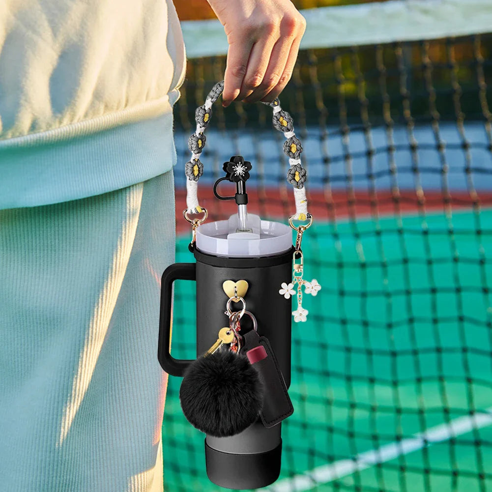 8Pcs/Set Silicone cup cover Straw Cover Handle Strap Keychain Lipstick Pouch for Stanley 40oz Tumbler Accessories Set