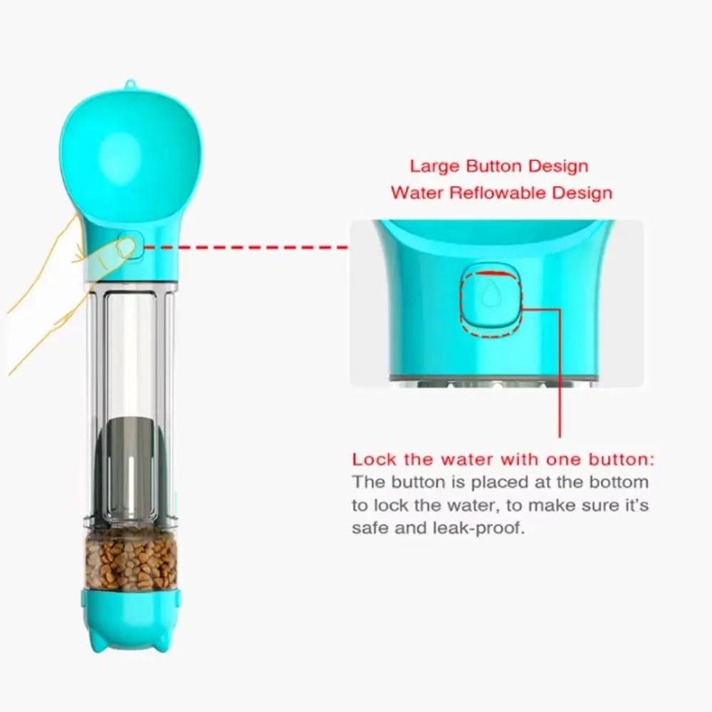 300/500ml Pet Water Food Dispenser 3 in 1 with Trash Bag Box and Shovel Pet Dog Water Bottle Leak Proof Dog Food Feeder Cat