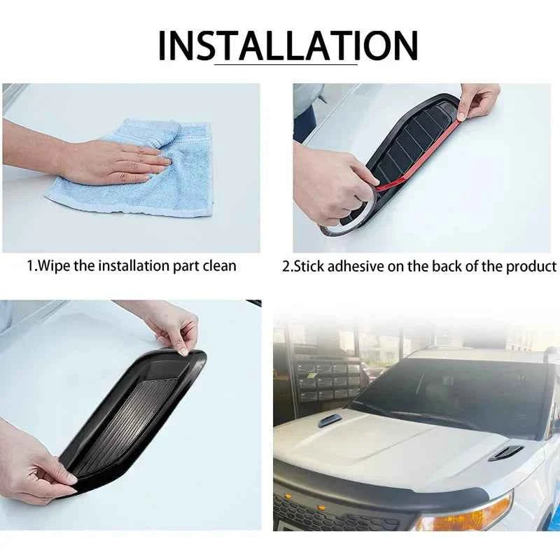 40cm Universal Car Air Flow Decorative Intake Hood Scoop Bonnet Vent Sticker Cover Hood Geared to fit any FLAT Hood Vehicle
