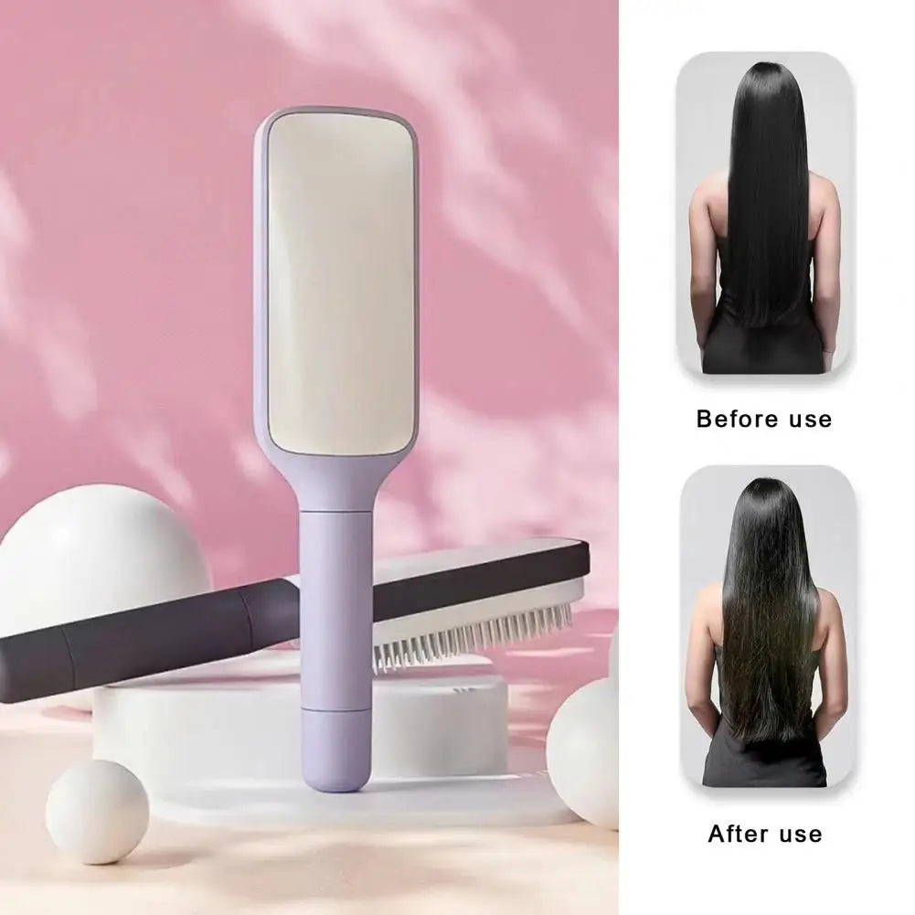 Large Massage Comb One-Key Self Cleaning Hair Brush Anti-static Scalp Massage Hair Comb Women Hairdressing Telescopic Comb