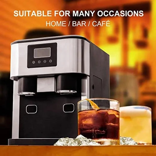 Countertop Ice Maker With Cold Water 2 Size Ice Cube Portable Automatic Ice Cube Making Machine With Crusher Direct Manufacturer