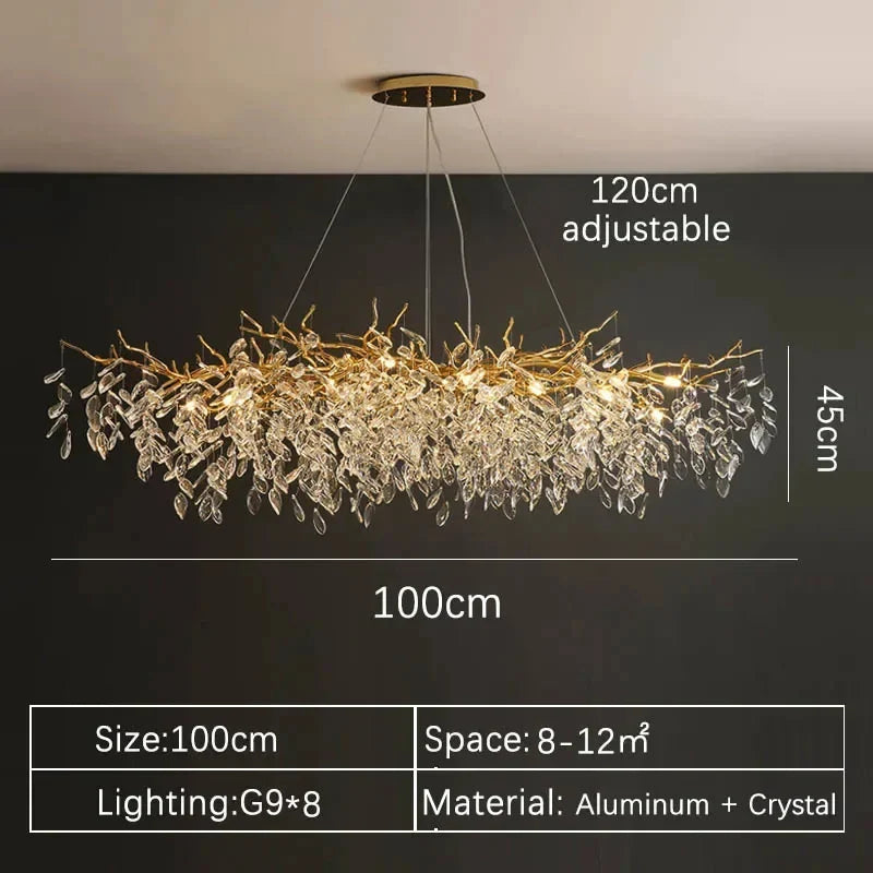 Luxury Gold Crystal LED Ceiling Pendant Lamps Indoor Villa Lights Fixture