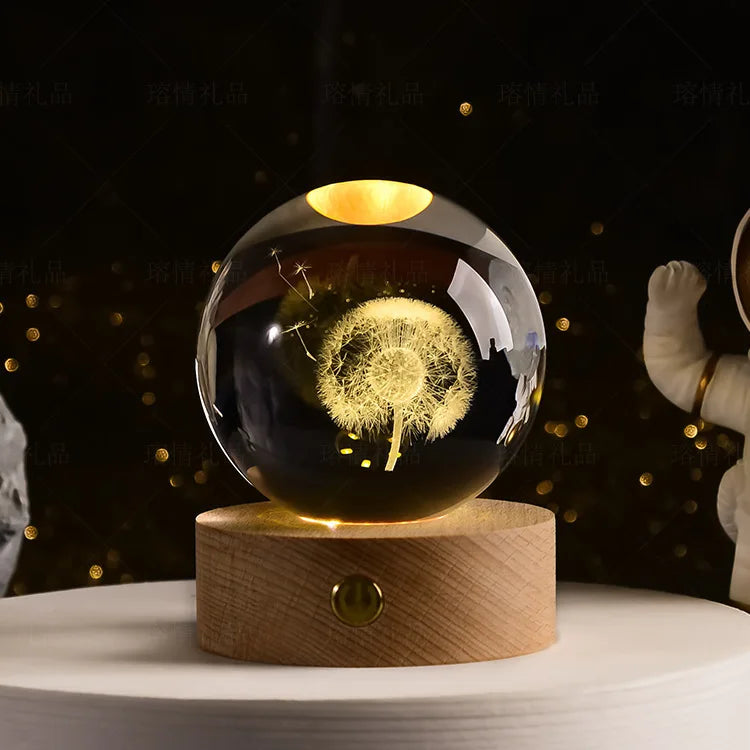 3D Crystal ball Planet Night Light