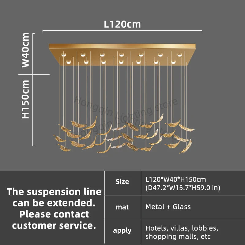 luxury Glass Hanging  Led Chandelier