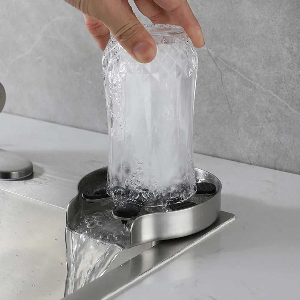 Stainless Steel Cup Washer Bar Glass Rinser Automatic High Pressure Glass Cup Washer Kitchen Sink Beer Milk Tea Cup Cleaner