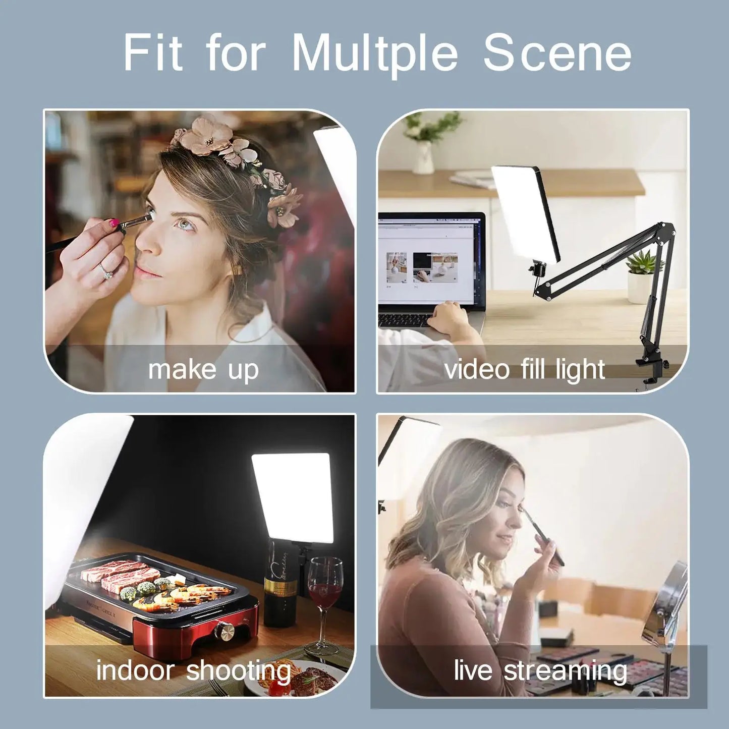 LED Photography Conference Lighting Photo Studio Lamp With Scissor Arm Stand