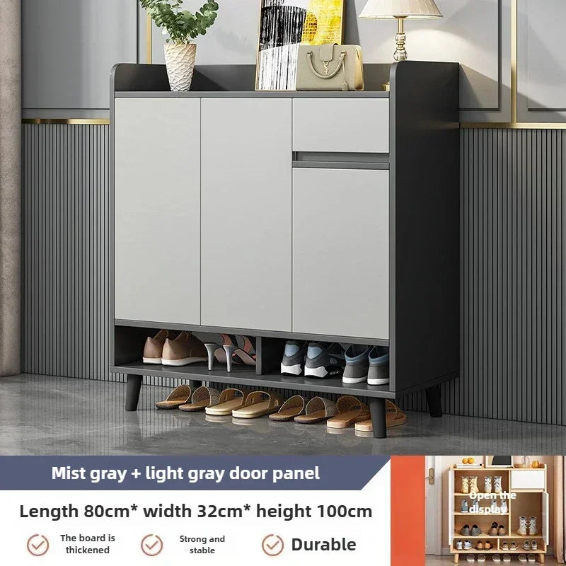 Corridor Shoe Cabinet At The Entrance of The Home Corridor Indoor Entrance Door Entrance Cabinet New Solid Wood Rack Shoe Shelf