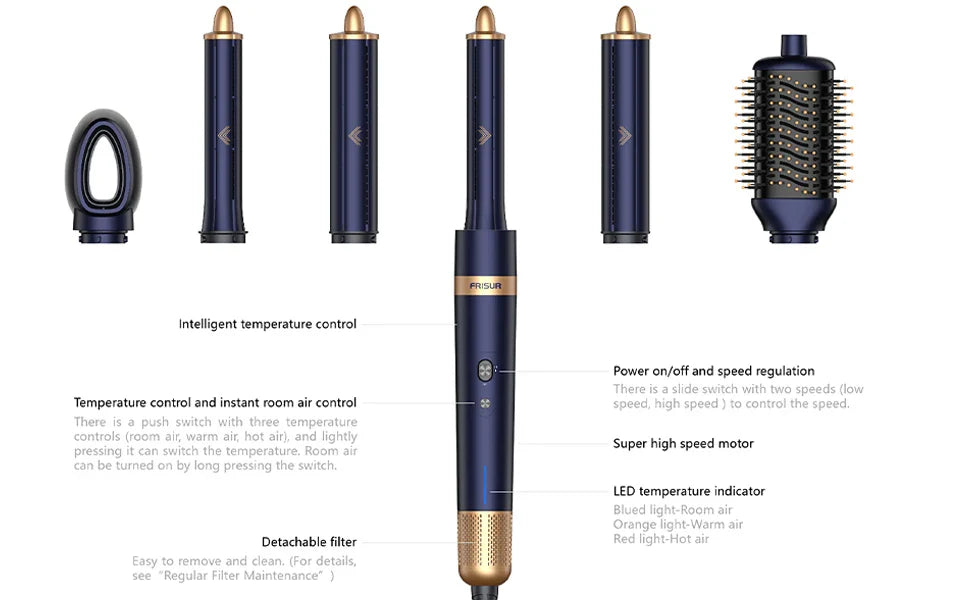 6-in-1 Multi-Styler Hair Dryer & Airwrap - Professional Negative Ion Styling Tool with Auto-Wrap Curlers