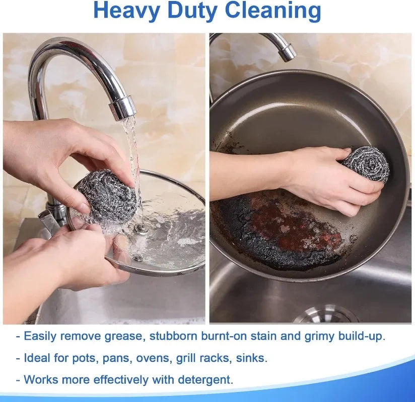 Mini Stainless Steel Cleaning Balls Kitchen Washing Pots Pans Dishes Rust and Oil Removal Wire Steel Ball Scrubber Cleaner Tools