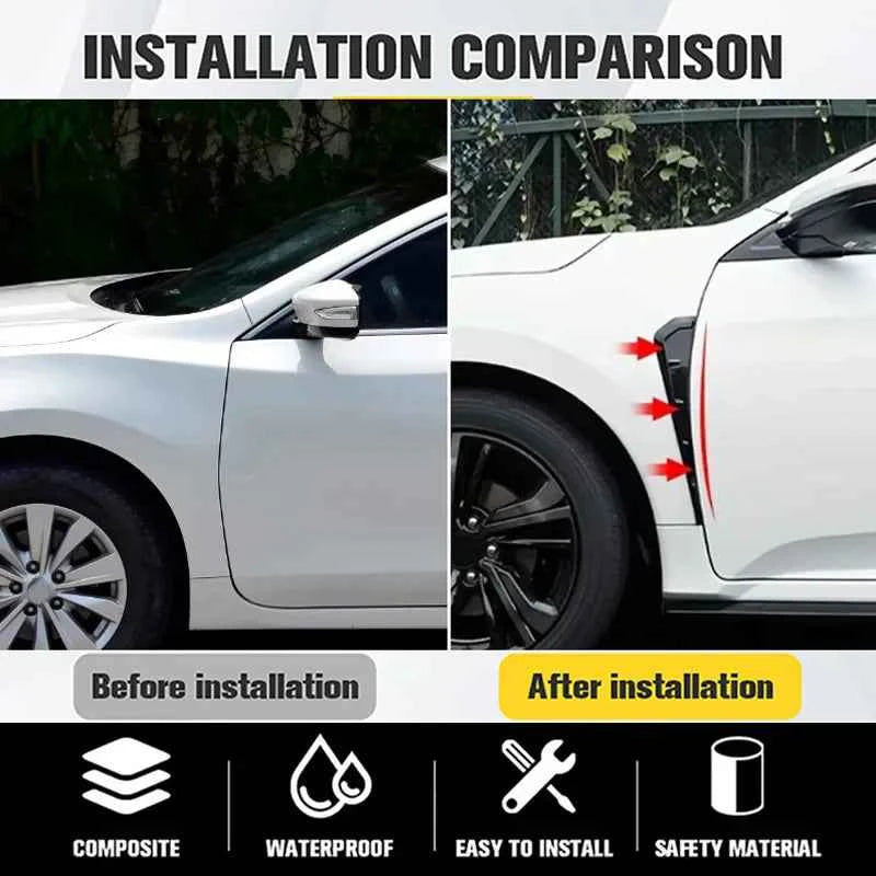 A Pair Car Side Fender Spoiler Wind Knife Side Gills Universal Air Vent Decorative Side Wing Stickers  Trim Accessorie