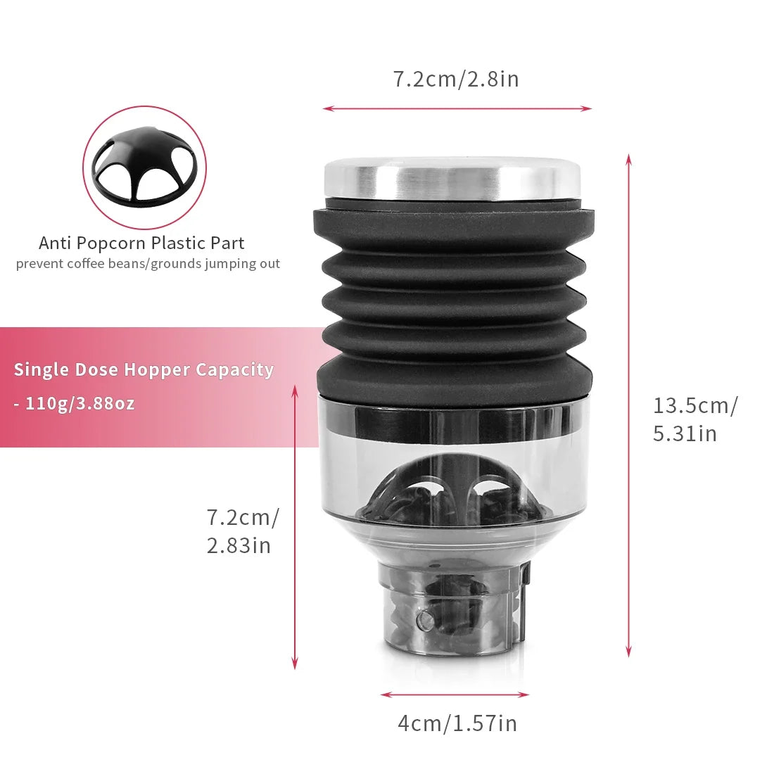 Coffee Beans Grinder Single Dose Hopper and Bellows Coffee Grinder Bean Bin Blowing Cleaning Tool For Eureka Mignon Grinder