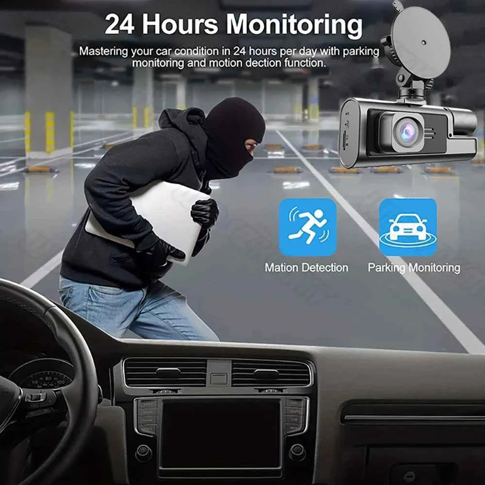3 Lens Car Recorder with Memory Card Car Camera 1080P VCR WIFI Car DVR 2 Lens Front and Rear View Camera Night Vision Car Access