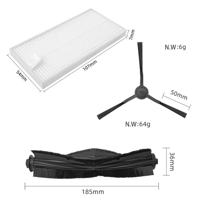 Main Side Brush HEPA Filter Mop For Eureka J20 / Midea W20 / W20 Pro Accessories Replacement Spare Parts