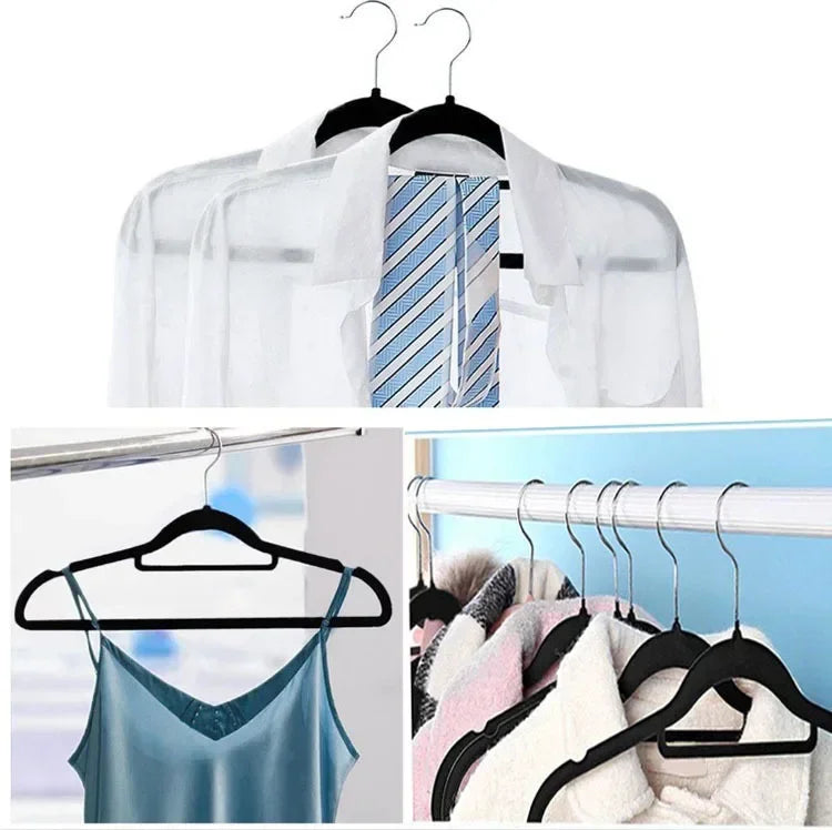 5/10/20pcs Clothes Coat Velvet Hangers Non Slip Luxury Flocked Trouser Skirt Storage Hook Hanger Closet Clothes Hangers