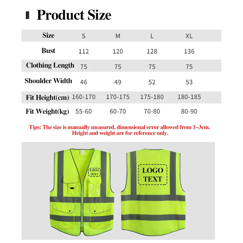 9 Pockets Class 2 High Visibility Reflective Safety Vest for Men Women Work Construction Orange Safety Vests Hi Vis Workwear