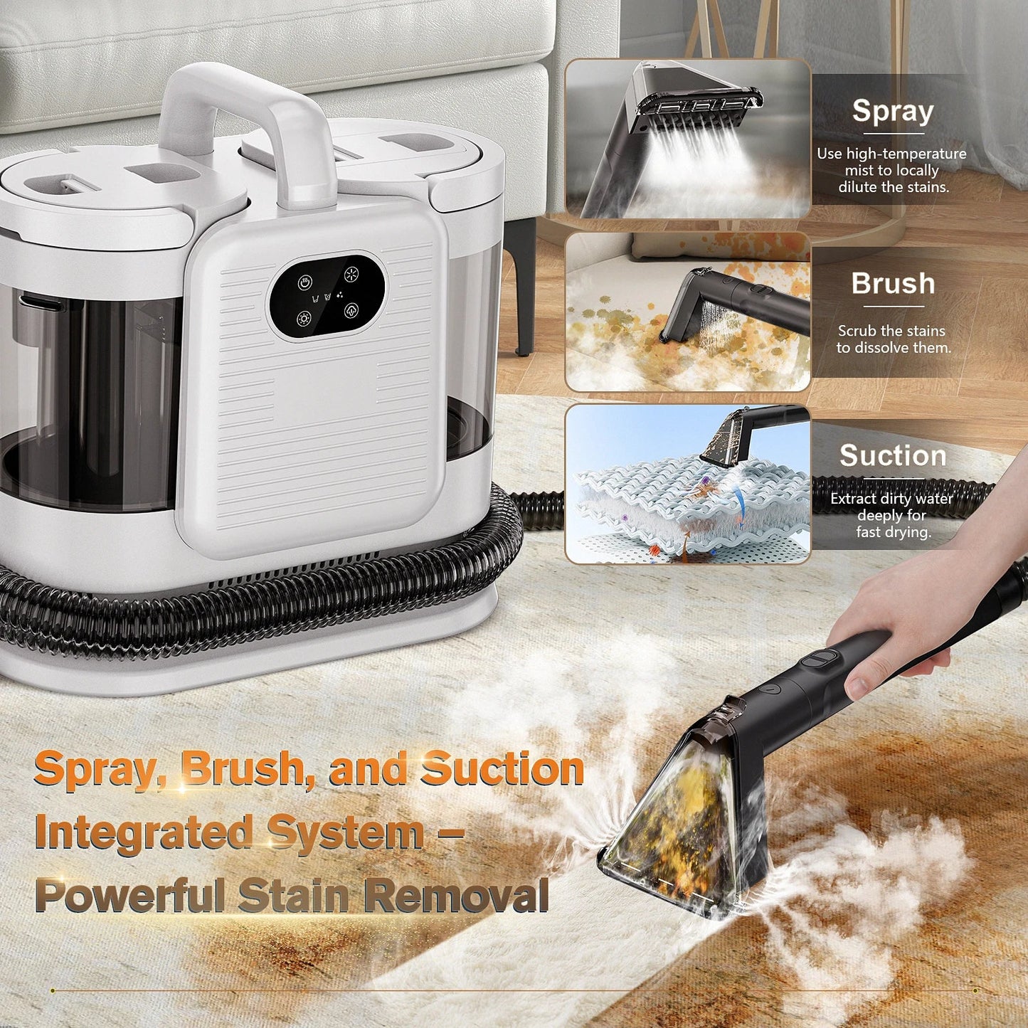 OMESER C988 Spot Cleaner 13kpa 1650w Vacuum Steam Cleaner Spray Suction Integrated Handheld Cleaning Carpet Cleaner Machine