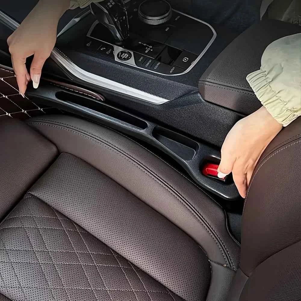 2pc Car Seat Gap Filler Organizer Pu Waterproof Car Seat Gap Plug Strip with 2 Grooves Seat Gap Storage Auto Interior Accessorie