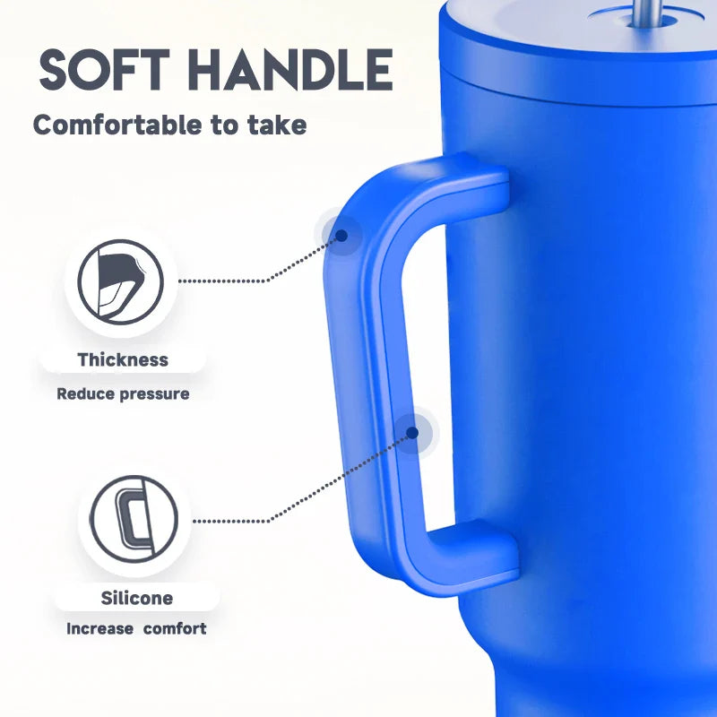 Meoky New 40oz Handle Tumbler Keep Hot Insulation Coffee Cup Multicolor Stainless Steel Leak-proof Car Mug Vacuum Bottle Winter