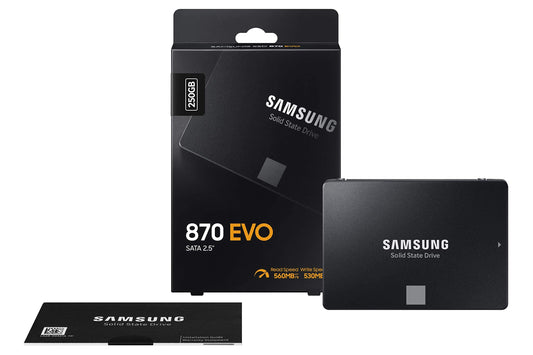 Samsung 870 EVO SSD 2.5" SATA3 with speeds of 560/530 MBs