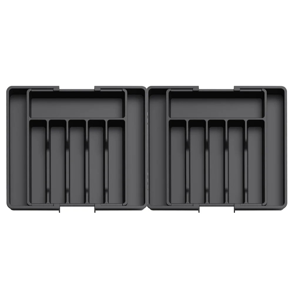 Adjustable Flatware Tableware Organizer Expandable Utensil Tray with Dividers Utensil Holder Storage Tray for Spoons Fork Knives