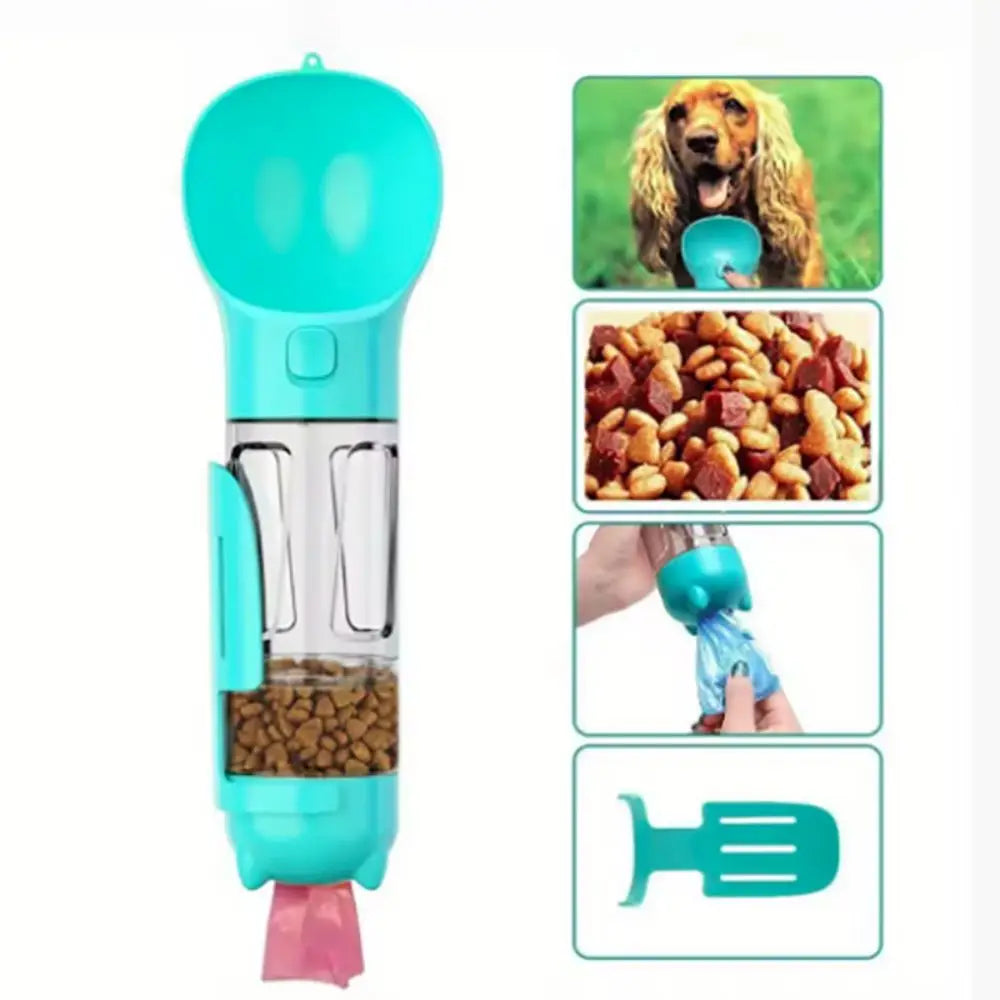300/500ml Pet Water Food Dispenser 3 in 1 Leak Proof Pet Dog Water Bottle with Trash Bag Box and Shovel Dog Food Feeder Cat