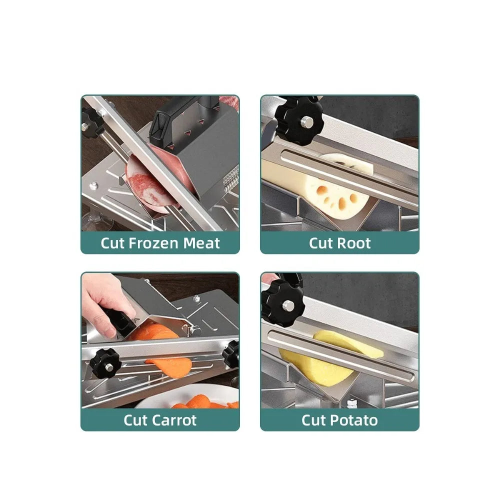 1pc Manual Fod Slice  Bone Cutting Knife Frozen Meat Slicing Knife Stainless Steel Household Vegetable Food Slicer