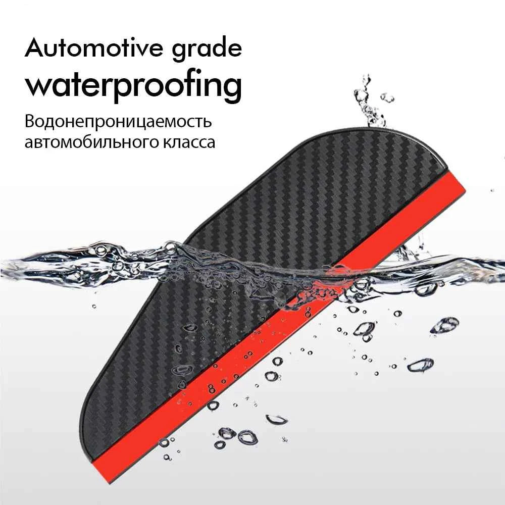 2 Pcs Car Carbon Fiber Rain Brow Rear View Mirror Rain Cover Self-Adhesive Sun Visor Clear Vision Tools Auto Mirror Accessories