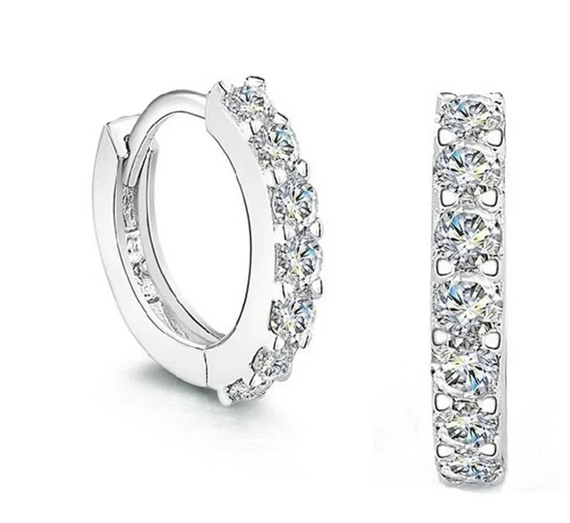 High-quality 925 Sterling Silver Earrings luxury 10mm Circle Zircon Hoop Earring for Grils Woman Wedding party Jewelry Gifts
