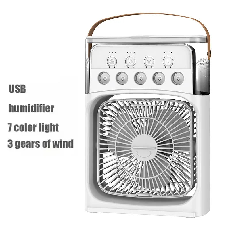2025 New 3 in 1 Household Air Cooler Portable Small Fan with Humidifier and LED Nightlight Energy Saving