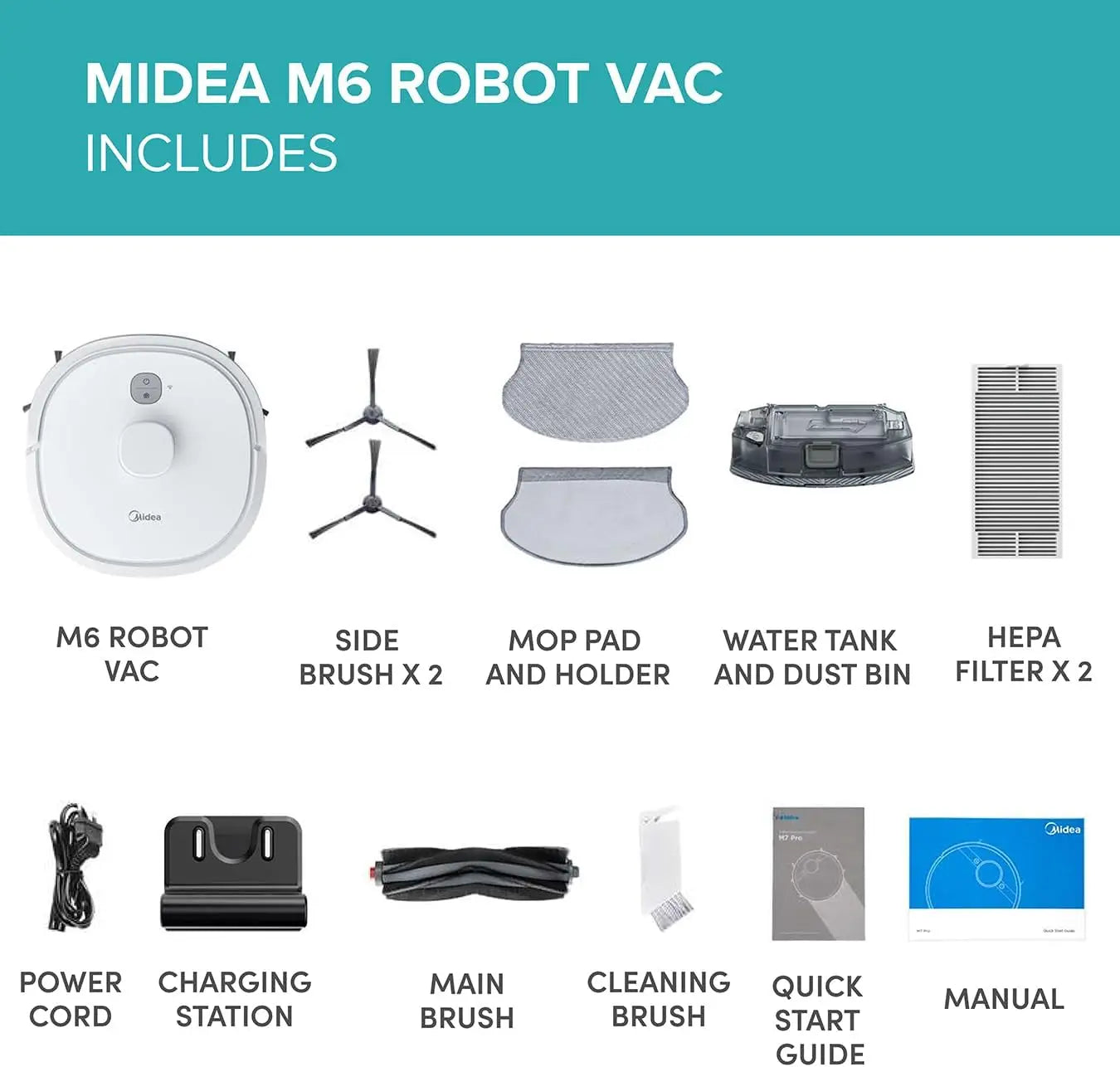 Midea M6 2-in-1 Robot Vacuum Cleaner and Mop Carpet Cleaner LiDAR Multi-Level Mapping Technology Powerful Suction