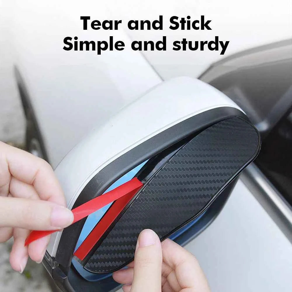 2 Pcs Car Carbon Fiber Rain Brow Rear View Mirror Rain Cover Self-Adhesive Sun Visor Clear Vision Tools Auto Mirror Accessories