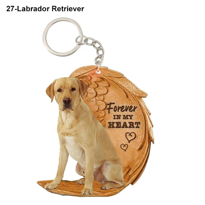 39 Style Cut Dog Forever In My Heart Angel Pendant Bag Keychain Car Key Chain Keyring Pet Jewelry Best Friends Gifts Accessories