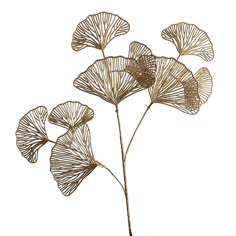 1PC Fan Leaf Netting Artificial Golden Flower