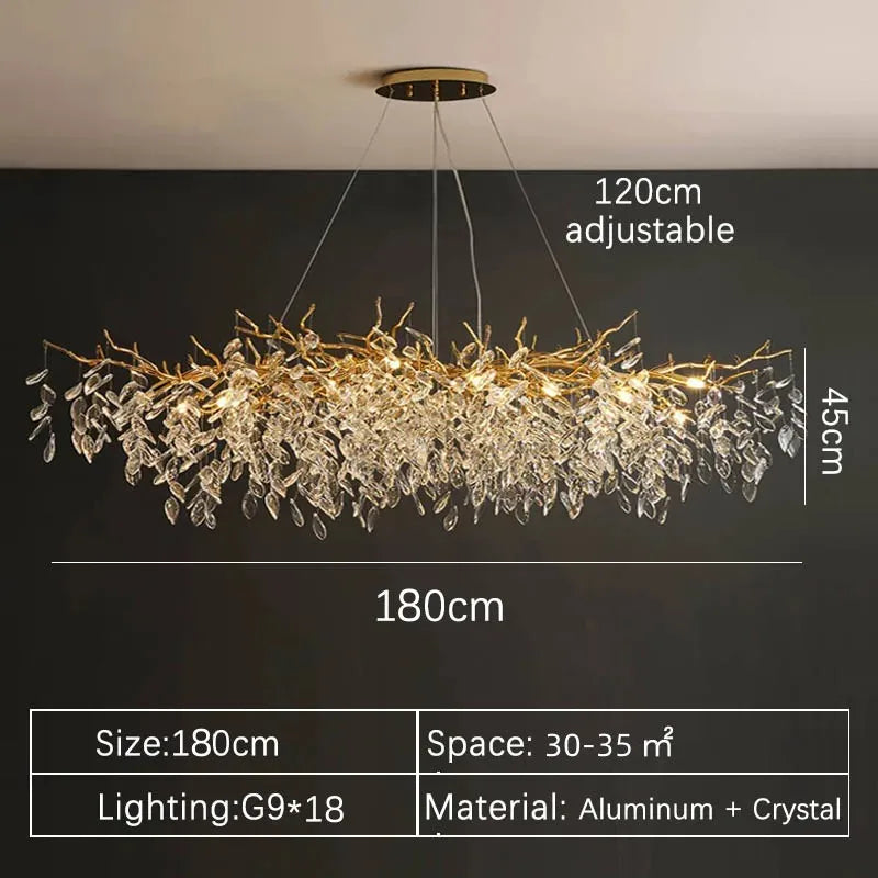 Luxury Gold Crystal LED Ceiling Pendant Lamps Indoor Villa Lights Fixture