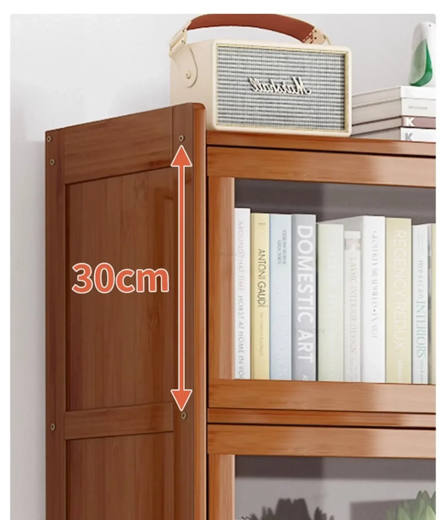 Japanese Home Furniture Bamboo Bookcases Organizer Multi-layer Storage Shelf Simple Retro Bookshelf With Door Modern Office Desk