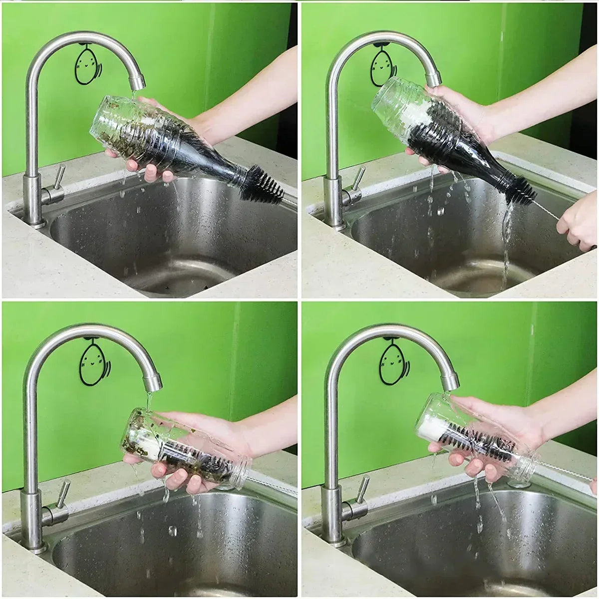 Bottle Brush for Soda Glass Bottles, Gentle Scratch-Free Nylon Bristles, Baby Bottle Cleaner, Glass Carafe for Drinking Bottles