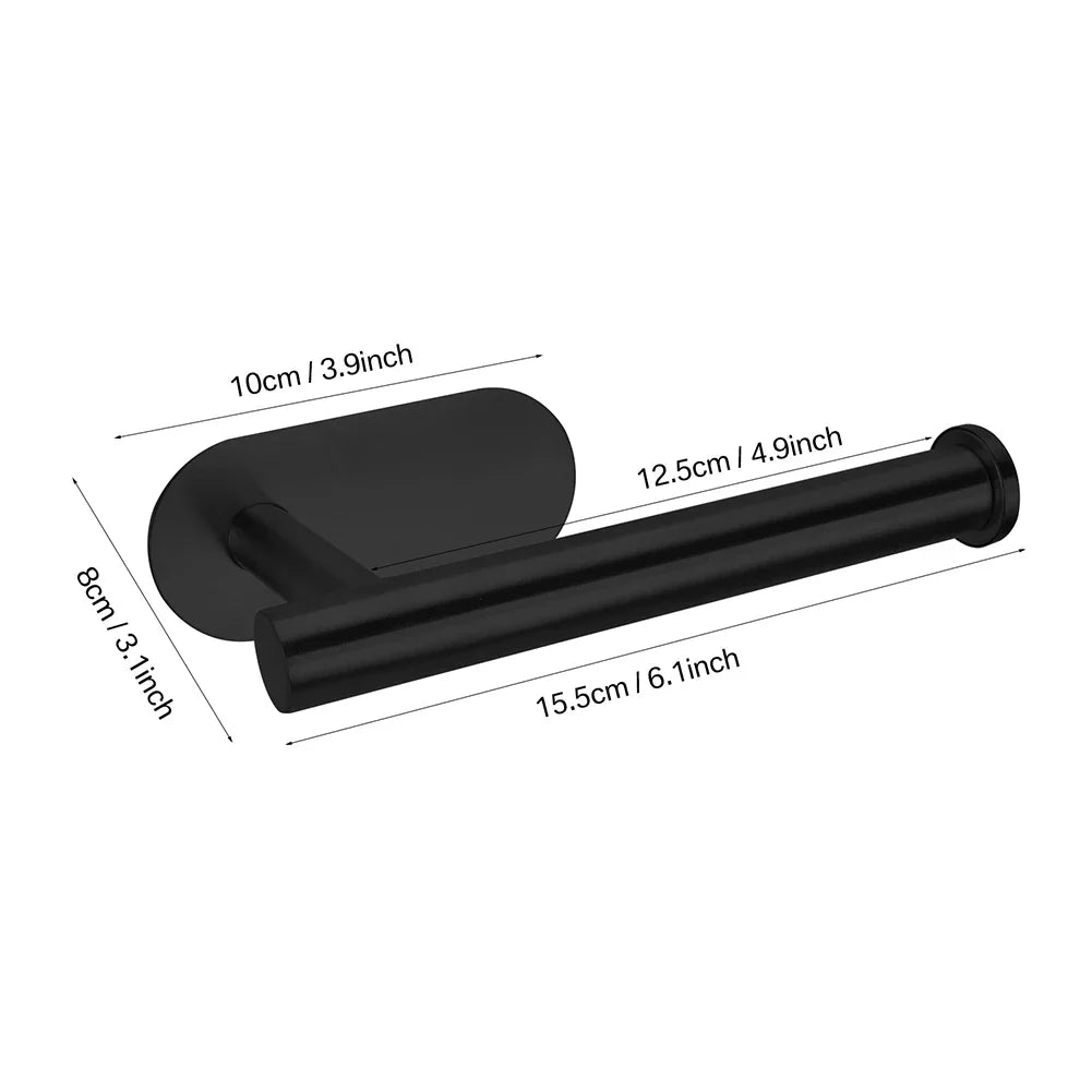 Adhesive Toilet Roll Paper Holder Organizer Wall Mount Storage Stand Kitchen Bathroom No Drill Tissue Towel Dispenser Stainless