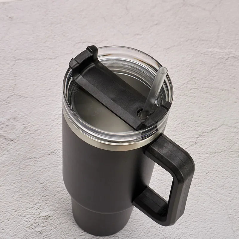40oz Mug Tumbler With Handle Insulated Tumbler With Lids Straw Stainless Steel Coffee Tumbler Termos Cup With Brand Logo