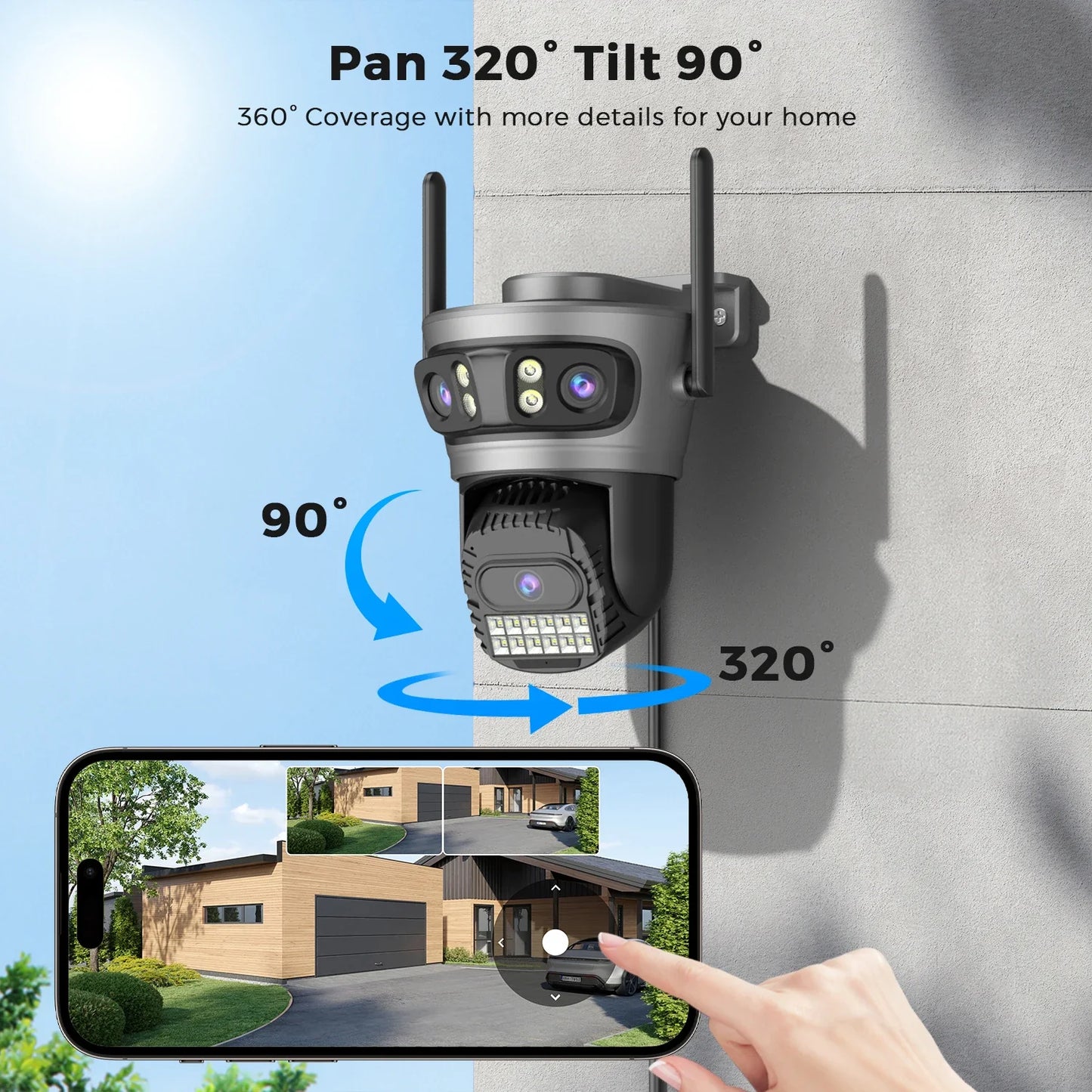 Camera Outdoor Auto Tracking Multi Screens 5X Digital Zoom PTZ Security Protection
