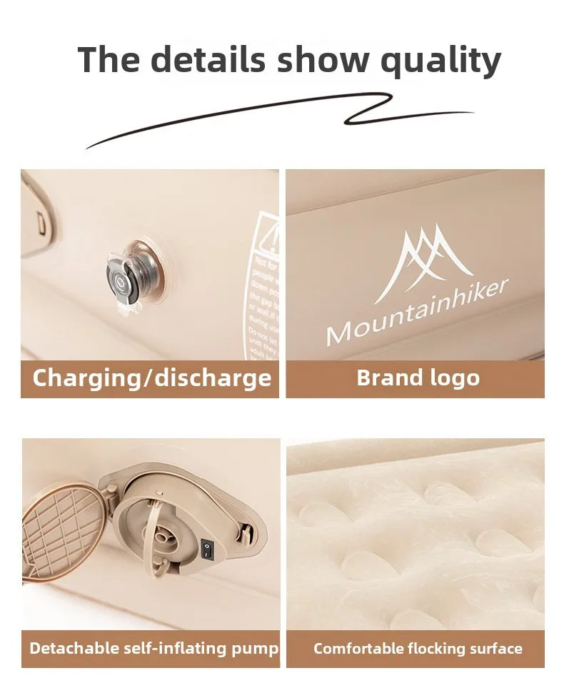 MOUNTAINHIKER 2025 Interior Air Mattress Glamping Mats PVC Inflatable Sleeping Mattress 1/3 Person Camping Bed Mat Built-in Pump