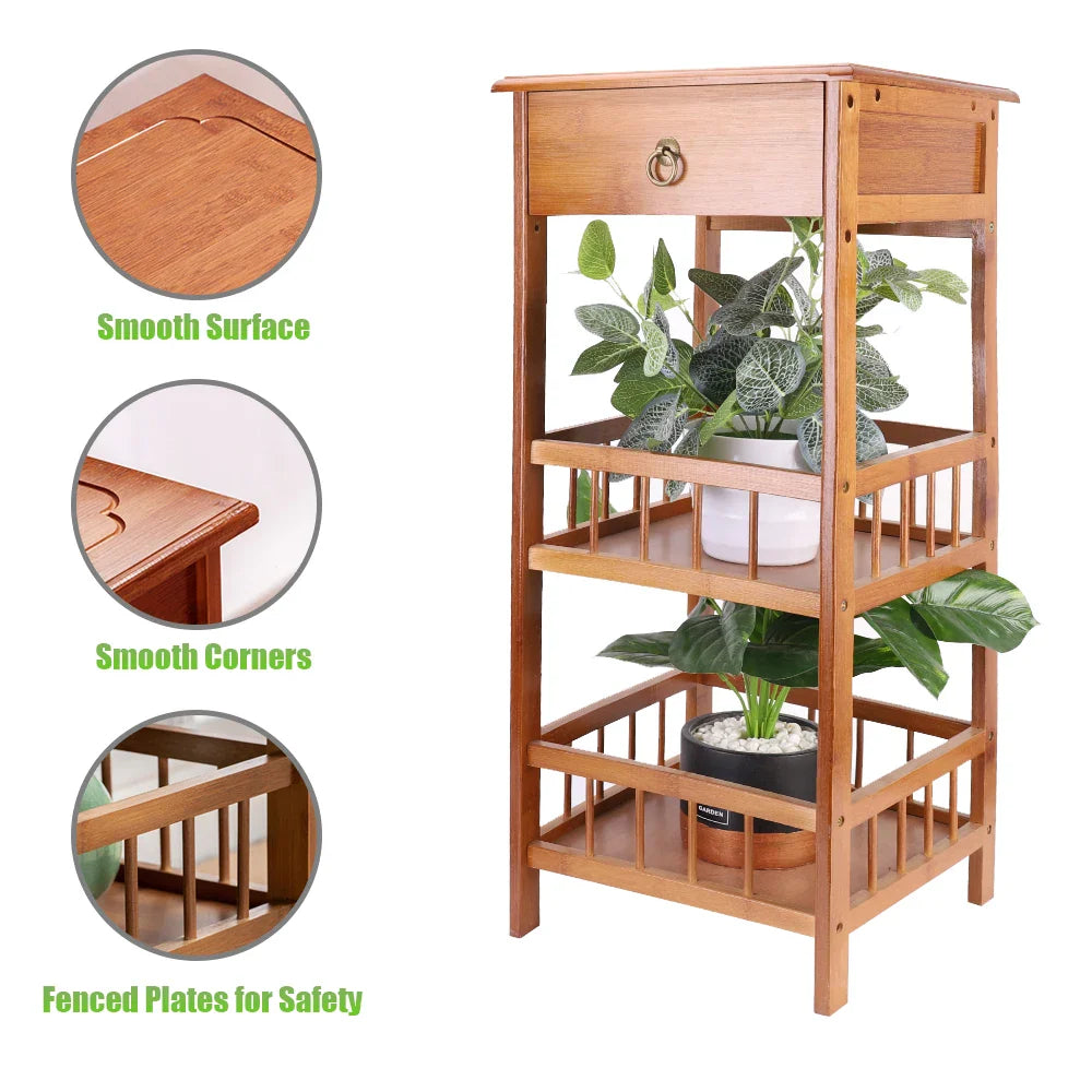 2/3 Tier Rustic Bedside Table with Drawer and Shelf, Nightstand, Side End Table, Storage for Bedroom and Living Room