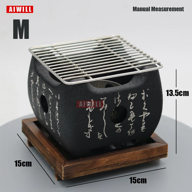AIWILL Portable BBQ Grill Korean Food Carbon Furnace Barbecue Stove Charcoal Cooking Oven Household Outdoor Reusable Grill Box