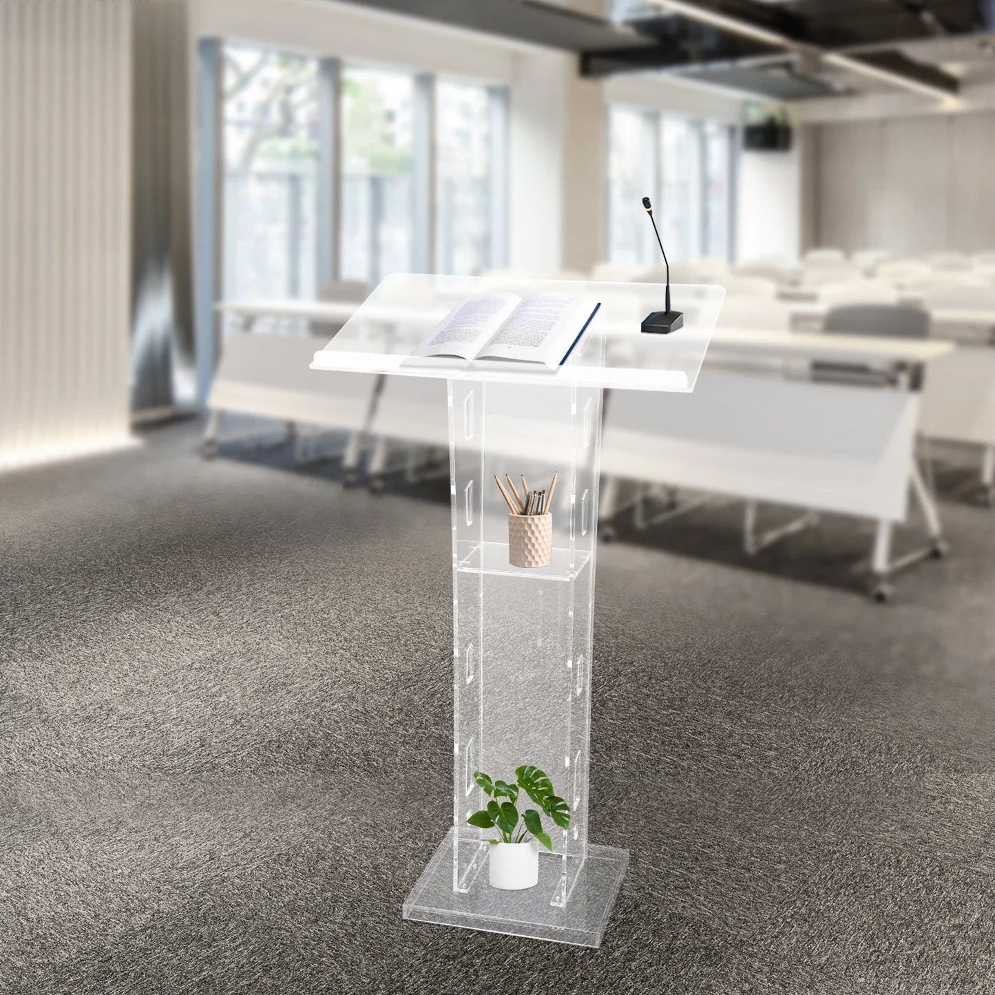 Lectern Plexiglas Podium Clear Standing Acrylic PulPits for Display Speech Podium Portable Academy Pulpit 60*40*110cm